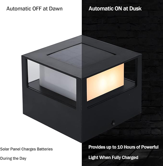 Viewsun 12 Pack Solar Post Cap Lights, Outdoor Garden Solar Powered Fence Post Cap Lights with SMD LEDs Waterproof Light Decorative for Fence Deck or Patio Decor, Fits 4x4, 5x5 or 6x6 Wooden Posts