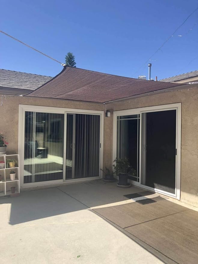 Eden's Decor Straight Flat-Edged Sun Shade Sail Rectangular 6' x 13' Brown UV-Blocking Outdoor Canopy Fabric Cloth Awning for Pergola Patio Garden Backyard Custom Size