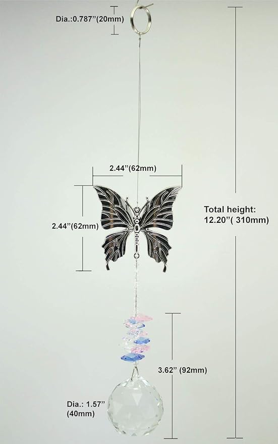 Crystal Garden Suncatcher Hanging Crystals Ornament for Window Rainbow Maker Prisms Home Decor Gift Boxed Sun Catcher Gift Idea for Mom Friends Grandma,Butterfly