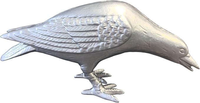 NACH Cast Iron Crow Statue, Head Down Raven, Large Garden Statues, Crow Garden Sculpture, Bird Figurines Home Decor, Raven Decor, Antique Metal Bird Statue, 10 x 3.5 x 6 inches, JS-90-7117AM