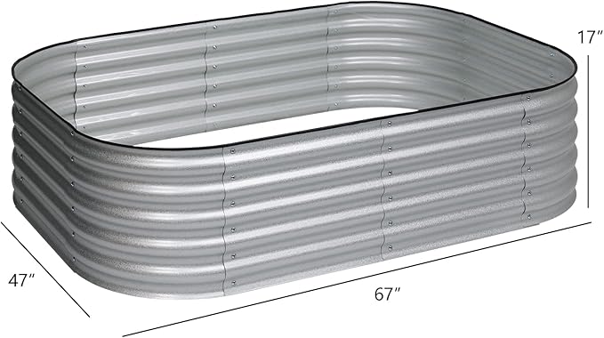 BPS 6-in-1 Metal Raised Garden Bed, 5.5x4 FT Galvanized Planter Raised Beds for Vegetables, Flowers 17'' Extra Tall