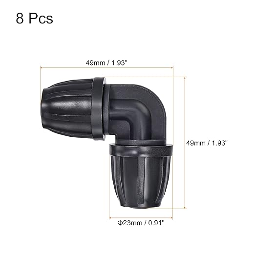 MECCANIXITY Drip Irrigation Elbow Barbed Fitting 8mm/11mm Tubing for Garden Drip Tape Tubing Sprinkler System Black Pack of 8