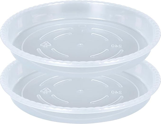Plant Saucer 2 Pack of 8 inch, Clear Plastic Flower Plant Pot Saucer, Heavy Duty Plant Drip Trays Saucers for Indoor, Plant Water Tray for Planters