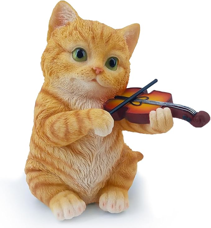 Orange Tabby Cat Garden Statue Decor, Resin Cute Sculptures Gift for Cat Lovers, Pet Memorial Stones for Loss of Pet, Kitty Figurine Art Decoration for Bedroom