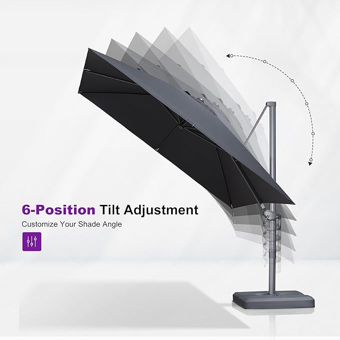 PURPLE LEAF 9' X 11.5' Rectangle Patio Umbrella Outdoor Large Aluminum Cantilever Umbrella with 3 Years Fade Resistance Recycled Fabric and 360-degree Rotation for Garden Deck Pool, Mist Grey
