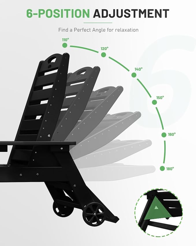 Lounge Chair Outdoor Set of 4 with Wheels, Adjustable 6-Position Chaise Lounge Outdoor, Patio Lounge Chair for Poolside Backyard, Black