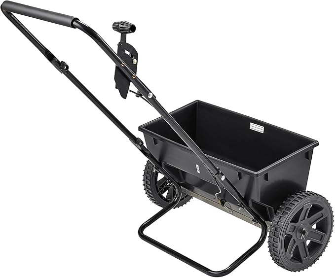 VEVOR Broadcast Spreader, 50LBS Capacity, Walk-Behind Push Spreader, 18 in Spreading Width, 8 in All Terrain Pneumatic Tires, Lawn Spreaders with Hopper Grate, for Seed, Fertilizer, Ice Melt