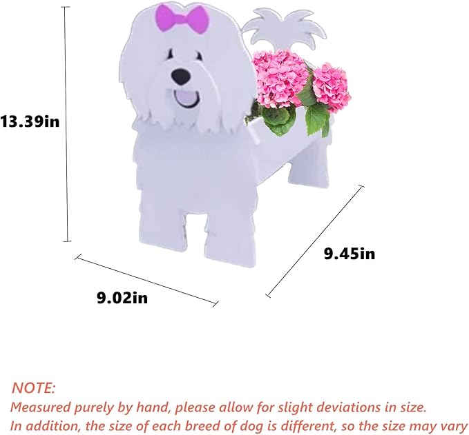 Cotton Veil Dog Planter Plant Pots,Cute Garden Dog Flower Planter,Dog Planters Birthday Gifts for Women,Office,Indoor/Outdoor Decor（9.45 * 9.02 * 13.39in）