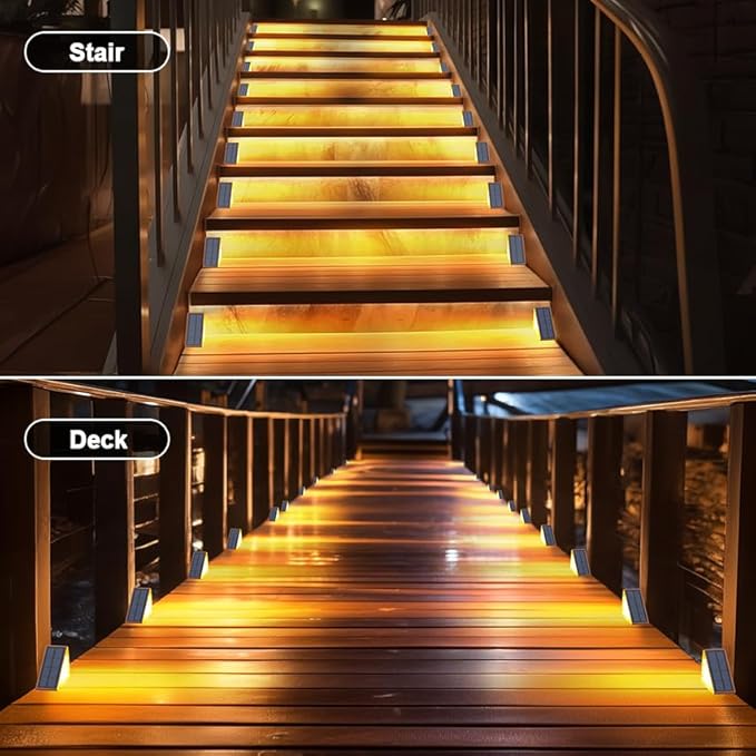 Solar Step Lights for Outside Waterproof IP67, Outdoor Stair Light 6 Pack, Solar Stair Lights Outdoor LED Outdoor Step Light Decor for Sidewalk, Deck, Front Door, Patio, Garden