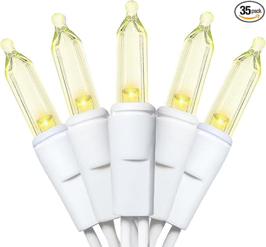 MULTI-SPARKING White Christmas LED Lights - 35 Count Warm White Christmas String Lights for Small Tree, Crafts, Holiday, Indoor/Outdoor Decorations, 11 Feet White Wire, UL Certified, Connectable