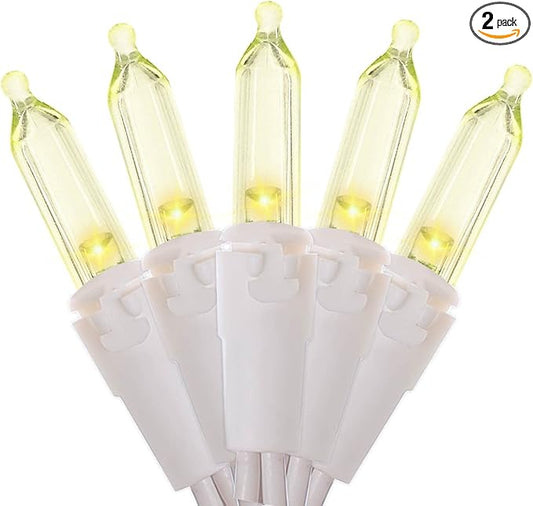 White LED Christmas Lights - 2 Pack 100 Count Warm White Christmas String Lights for Tree, Party, Wedding, Holiday, Indoor and Outdoor Decor, 2 Sets 33 Feet White Wire, UL Certified, Connectable