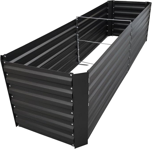 8x2x2FT Metal Raised Garden Bed Kit, Galvanized Outdoor Garden Bed Planter Box for Vegetables, Flowers, Herbs, Succulents and More, Black