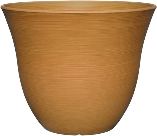 Classic Home and Garden Honeysuckle Resin Flower Pot Planter, Bamboo Brown, 15"