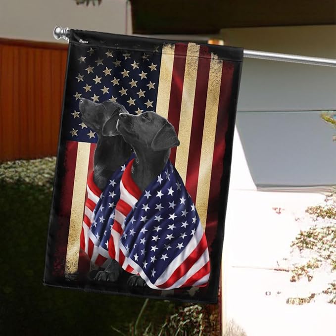 FLAGWIX Patriot American Dog Flag - Labrador Retriever Dogs Double Sided Flag - 4th of July Decorations for Home, Outside, Patriotic House Flag 30x40 Heavy Duty Canvas, Decorative Indoor Outdoor Flag