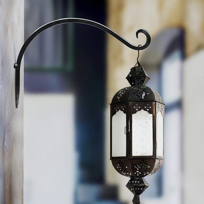 Hanging Plant Brackets Outdoor: 12-Inch Hanging Plant Hangers Wall Hooks - Wall Mount Brackets for Bird Feeder Flower Baskets Black