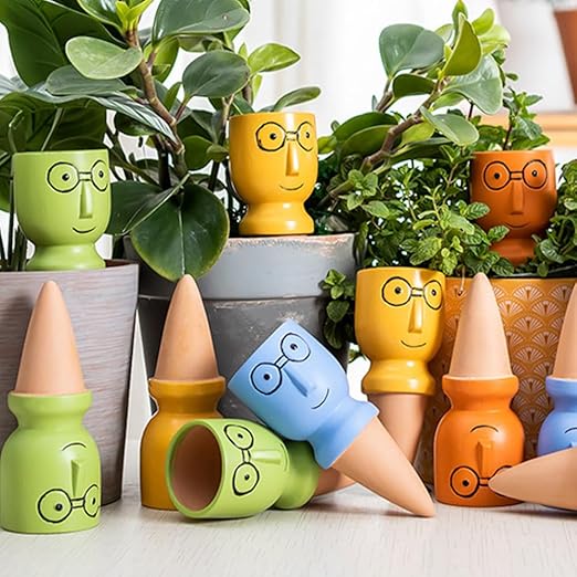 Self Watering Spikes for Plants, Terracotta Slow Release Watering System - Vacation Plant Waterer, 4 Pack Automatic Plant Watering Devices for Indoor Outdoor Potted Plants