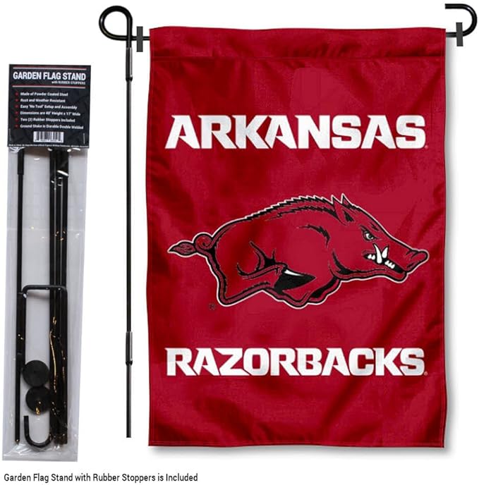 College Flags & Banners Co. Arkansas Razorbacks Garden Flag with Stand Holder