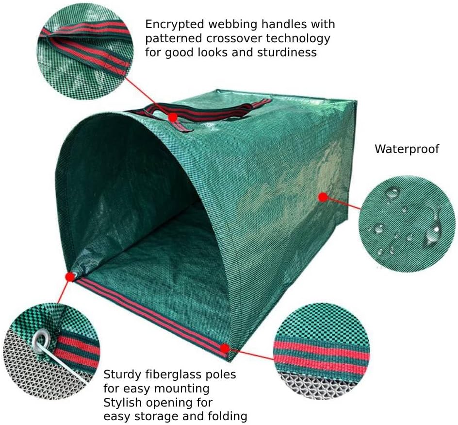 2-Pack Yard Waste Bags，Large Yard Dustpan-Type Garden Bag for Collecting Leaves，Reuseable Heavy Duty lawn and leaf bags，Garden Waste Container for Clean Up Outdoor Debris Leaves Grass Clippings