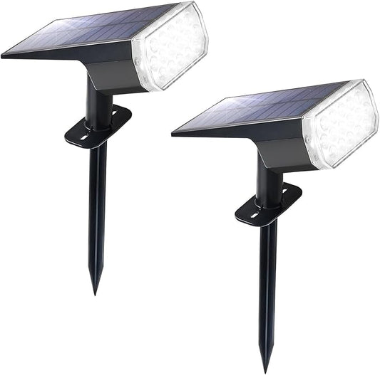 Solar Lights Outdoor Waterproof: IP65 Led Spot Light Decorations for Garden Patios - 3 Lighting Modes Solar Powered for Yard - Dust to Dawn Uplighting Landscape Pathway Drive 2PC White