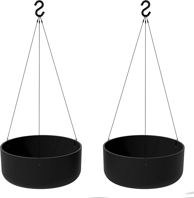 Veradek Mason Series Hanging Kona Planter - Round Planter for Outdoor Balcony/Patio | Made from Plastic-Stone Composite with Hanging Attachment | Modern Décor for, Flowers, Succulents, Small Plants