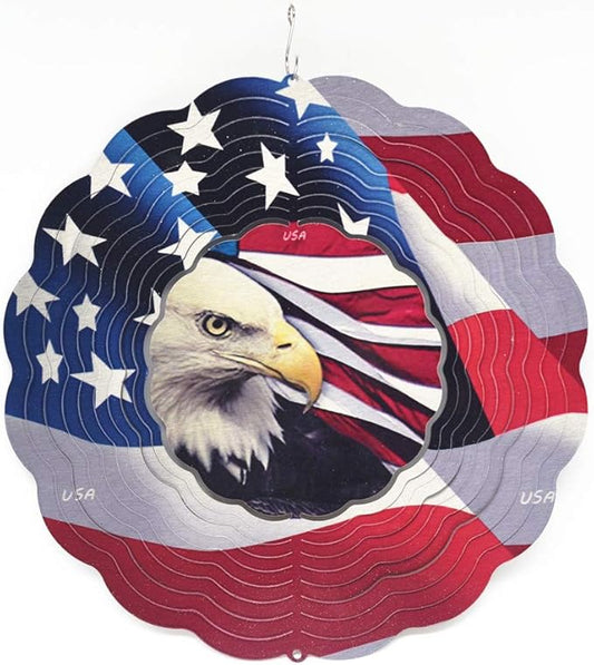 Patriotic Wind Spinner Metal Garden Decor Outdoor 3D Stainless Steel Sculptures Kinetic Hanging Whirligigs Yard Art Decorations Backyard Indoor Patio Lawn Ornaments Clearance Sun Catcher Windmill