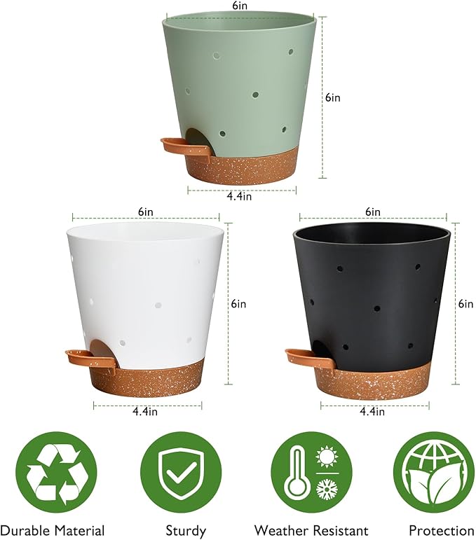 Orchid Pots with Holes, 6 Inch Self Watering Orchid Pot 3 Pack Plastic Plant Pots for Orchid, Flower (Multicolor)
