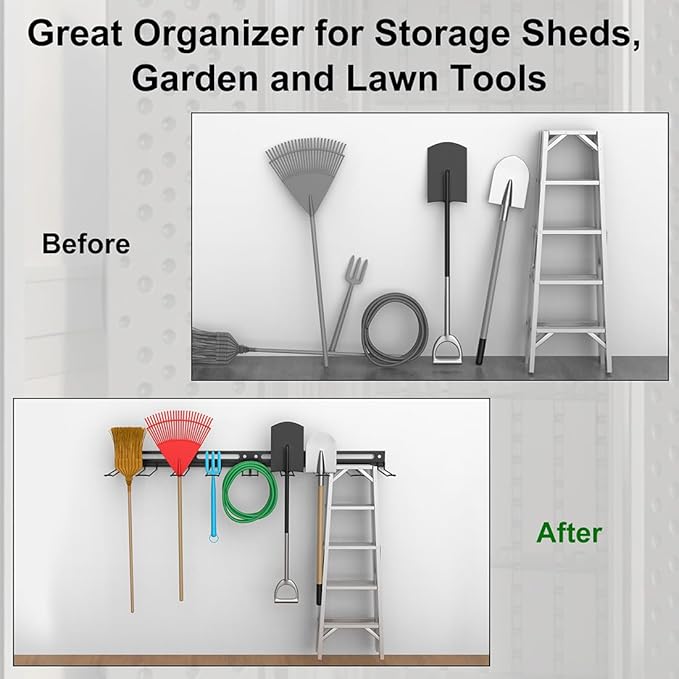 Garage Wall-Mounted Rack, Tool Storage Rack, Shed Shelf, Garden Tool Rack, Hanging Storage Rack for Yard Tools, for Suncast Shed Accessories (2-Pack)