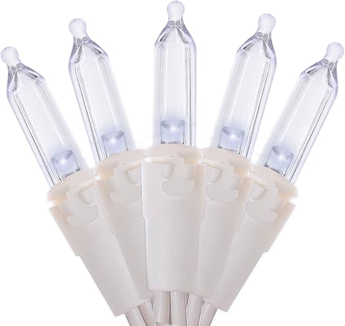 MULTI-SPARKING White LED Christmas Lights - 100 Count Cool White Christmas String Lights for Tree, Party, Wedding, Holiday, Indoor and Outdoor Decor, 33 Feet White Wire, UL Certified, Connectable