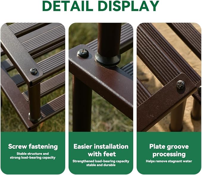 Metal Plant Stand, Rust-proof Aluminum Display Rack, Plants Display Stands Decoration Racks for Living Room Garden Balcony Patio (Ebony, 31.5Inch Tall Leg)