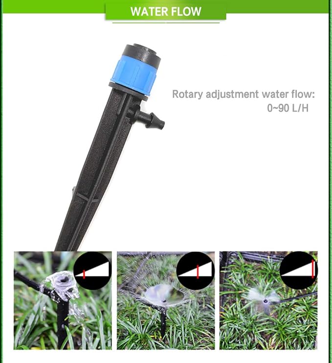 Lxcom Lighting 100 Pack Irrigation Drippers Drip Emitters Micro Spray Adjustable 360 Degree Full Circle Pattern Water Flow Irrigation Drippers Micro Bubbler Sprinkler Drip System Parts Drip Irrigation