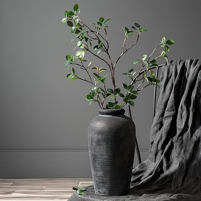 Decorative Ceramic Rustic vase,Tall vase for Minimalist Decoration,11" Large Vintage Vase for Home Decor,Centerpiece,Living Room,Enterway,Bronze