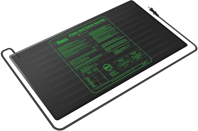 iPower GLHTMTL-A 48" x 20" Waterproof Durable Seedling Heat Mat Warm Hydroponic Plant for Indoor Gardening Germination Starting, Black