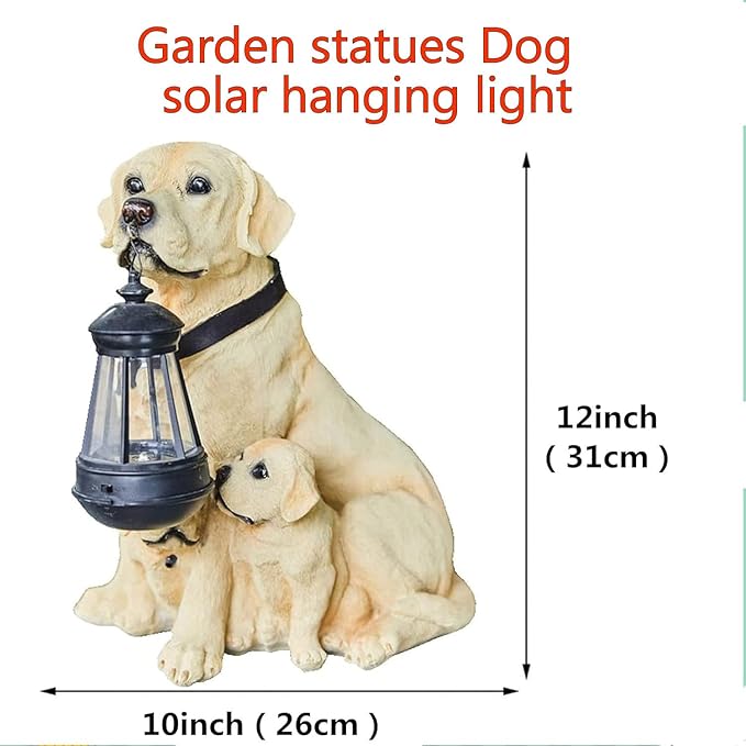 Garden Statues Dog Solar Hanging Light, Courtyard Resin Simulated Handicraft Dog Statue Ornament, Garden Yard Entrance Decoration.