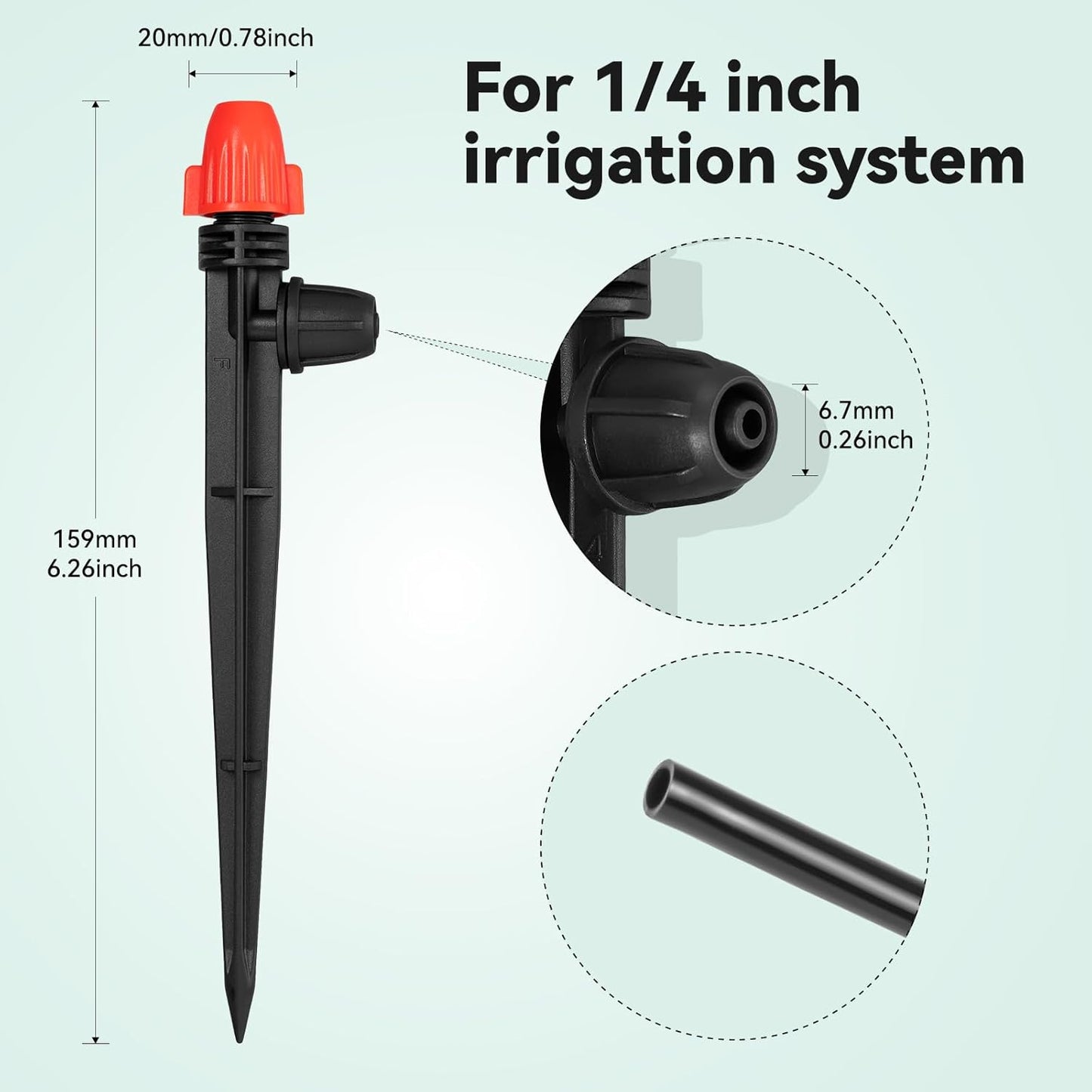 Adjustable Drip Irrigation Spray Emitters: Mist Stream Drip Emitter with Lock Barbed for 1/4 inch Tubing Drip Irrigation Parts for Garden Watering System (30PK)