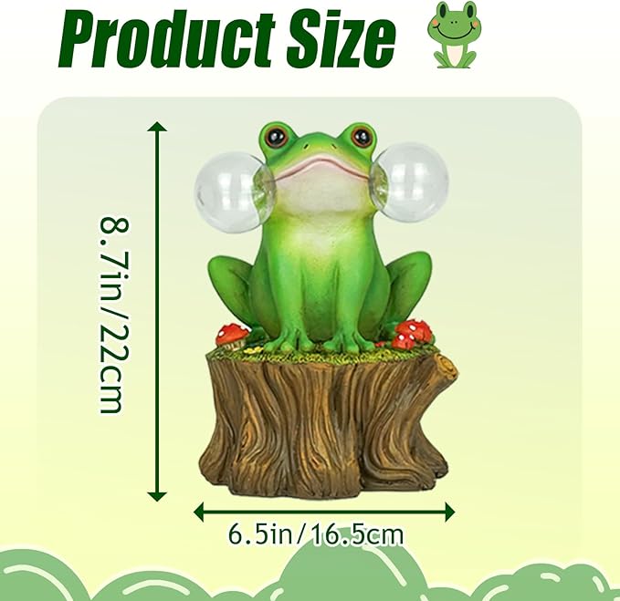 Solar Frog Garden Decor - Mushroom Outdoor Statue for Garden Ornaments, Lawn, Flower Bed, Pond, Patio, Porch - Frog Gifts for Women, Mom, Grandma