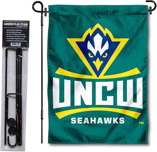 College Flags & Banners Co. North Carolina Wilmington Seahawks Garden Flag with Stand Holder