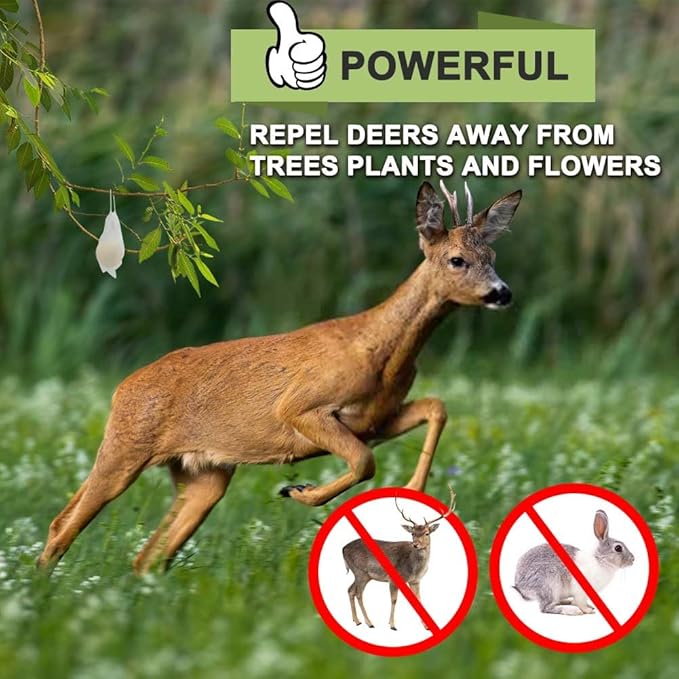 Deer Repellent, Rabbit Repellent Outdoor, Deer Deterrent for Plants, Keep Rabbits Out of Backyard, Deer and Rabbit Repellant, Deer Repellant Balls for Flowers Shrubs & Trees-10 Packs