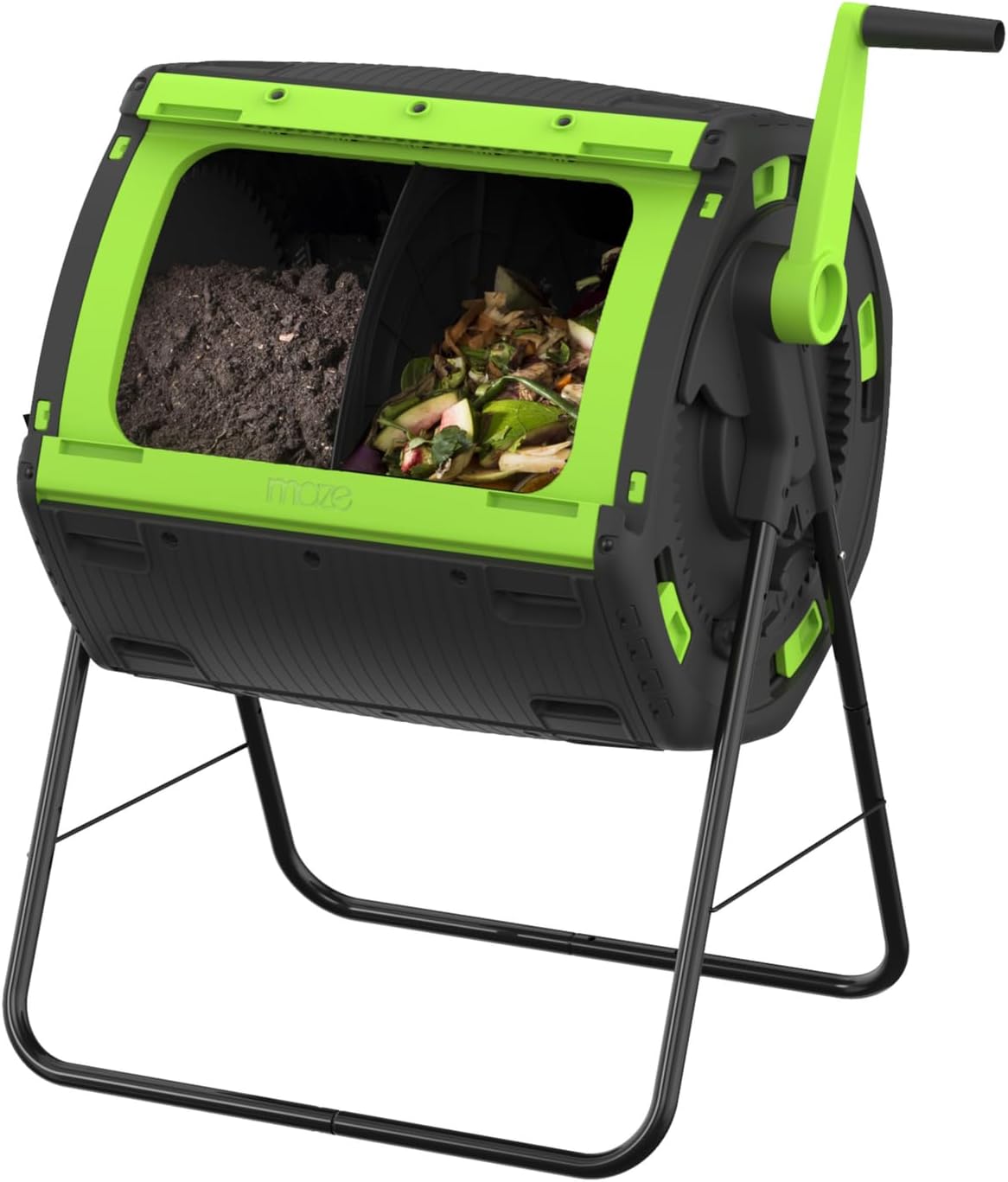 Compost Tumbler 48 Gallon Dual Compartment - Easy Turning Geared Design