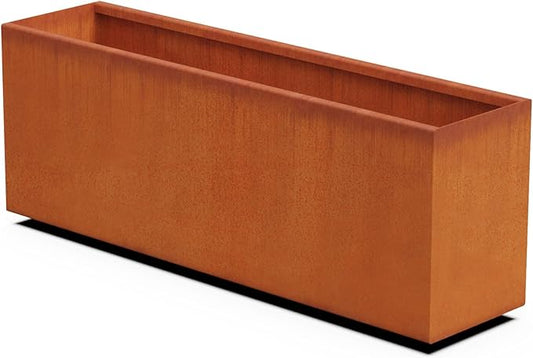 Corten Steel Planter Rectangle Outdoor Metal Garden Box Heavy Duty | Made in USA | Fully Assembled