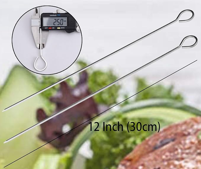 12 inch Barbecue Skewers Metal BBQ Sticks,12Pack Stainless Steel Square Skewer,Kebob,kabob Sets for Grill Outings Cooking (BBQ Skewers Square 12inch-12p)