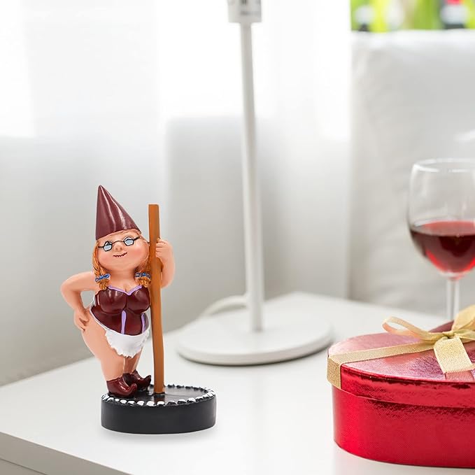 Pole Dancing Gnome Statue, Resin Garden Gnome Statues, Funny Outdoor Gnome Figure, Creative Garden Spring Decoration, Pole Dance Garden Gnome, Spring Garden Statue, Dancing Lady Gnome Statue (Red)