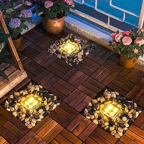 Solar Outdoor Ice Cube Lights for Garden Decoration, 2.8 ”x 2.8” Frosted Acrylic Brick Waterproof Solar Landscape Lights for Tabletop Garden Yard Patio Pathway Decor (Warm White) (1 Piece)