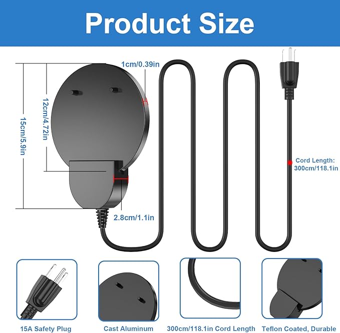 Bird Bath Heater,250W pond heater, Full-Covered Aluminum Bird Bath Heater for Outdoors in Winter,Stock Tank Heater with Thermostatically Controlled,Chicken Water Heater-Deicer,livestock water heater