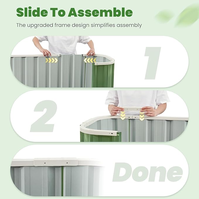 KING BIRD Raised Garden Bed Quick-Install Galvanized Planter Garden Box Outdoor for Gardening, Vegetables, Flowers 7.2x1.7x1 Ft, Green