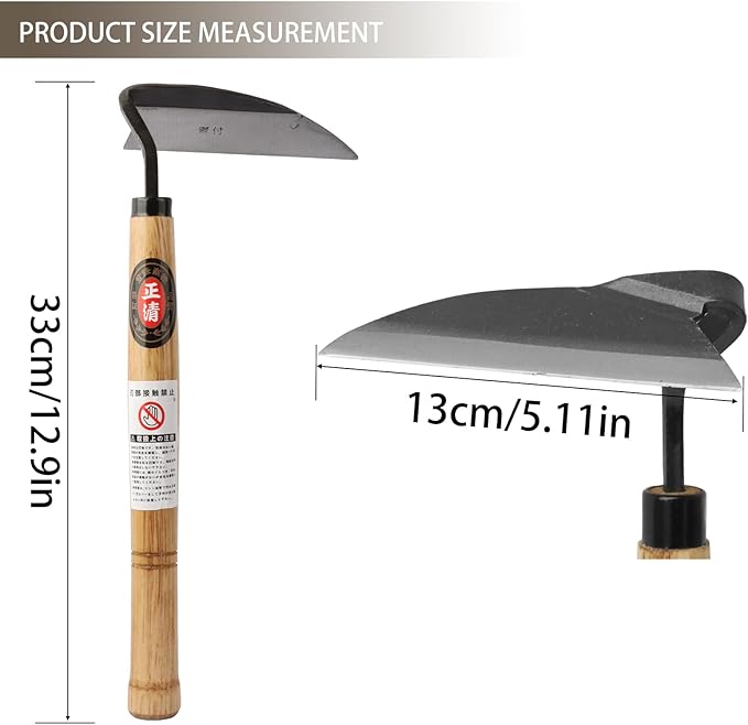 Kana Hoe 217 Japanese Garden Tool - Hand Hoe/Sickle is Perfect for Weeding and Cultivating. The Blade Edge is Very Sharp. (Left-Handed)