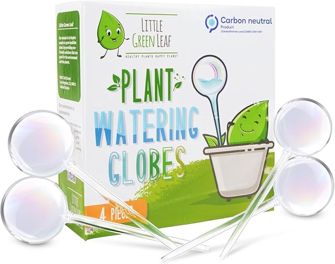 LGL Plant Watering Globes - Automatic Self Watering Globes. Decorative Self Watering Planter Inserts Made From Hand-Blown Durable Glass. Self Watering Spikes to Support Plant Health. 4 Pack, Medium.