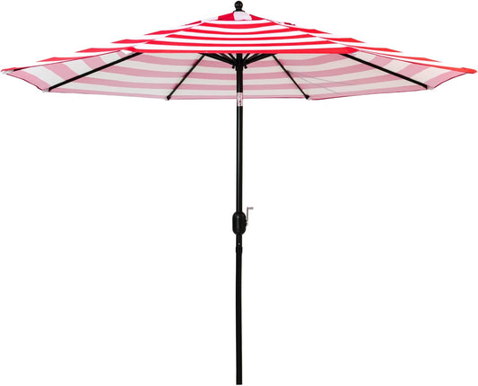 Sunnyglade 9' Patio Umbrella Outdoor Table Umbrella with 8 Sturdy Ribs (Red and White)