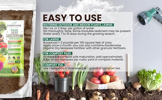 Organic Molasses for Plants - Horticultural Molasses - Ideal for Traditional & Hydroponic Gardening, for Indoor & Outdoor Plants (4 QUARTS)