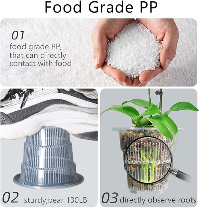 4 inch Clear Orchid Pots with Holes Match White Plastic Orchid Planter,Set of 2,Double Layer Plant Nursery Pots Own Scientific Controlling Roots Technology