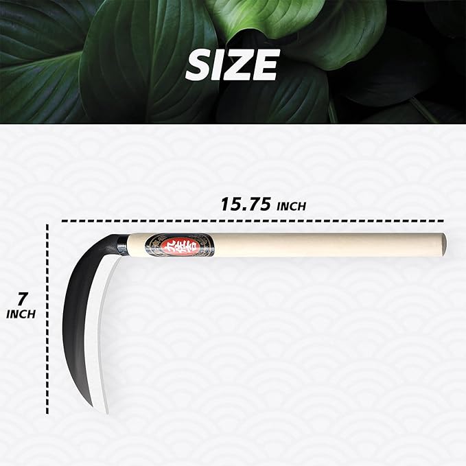 Japanese Weeding Sickle Garden Tool,Manual Hand Weeder Sickle Tool for Garden and Farm,Weeding Tool for Gardening,Grass Sickle Blade Cutter Gardening Quick Work